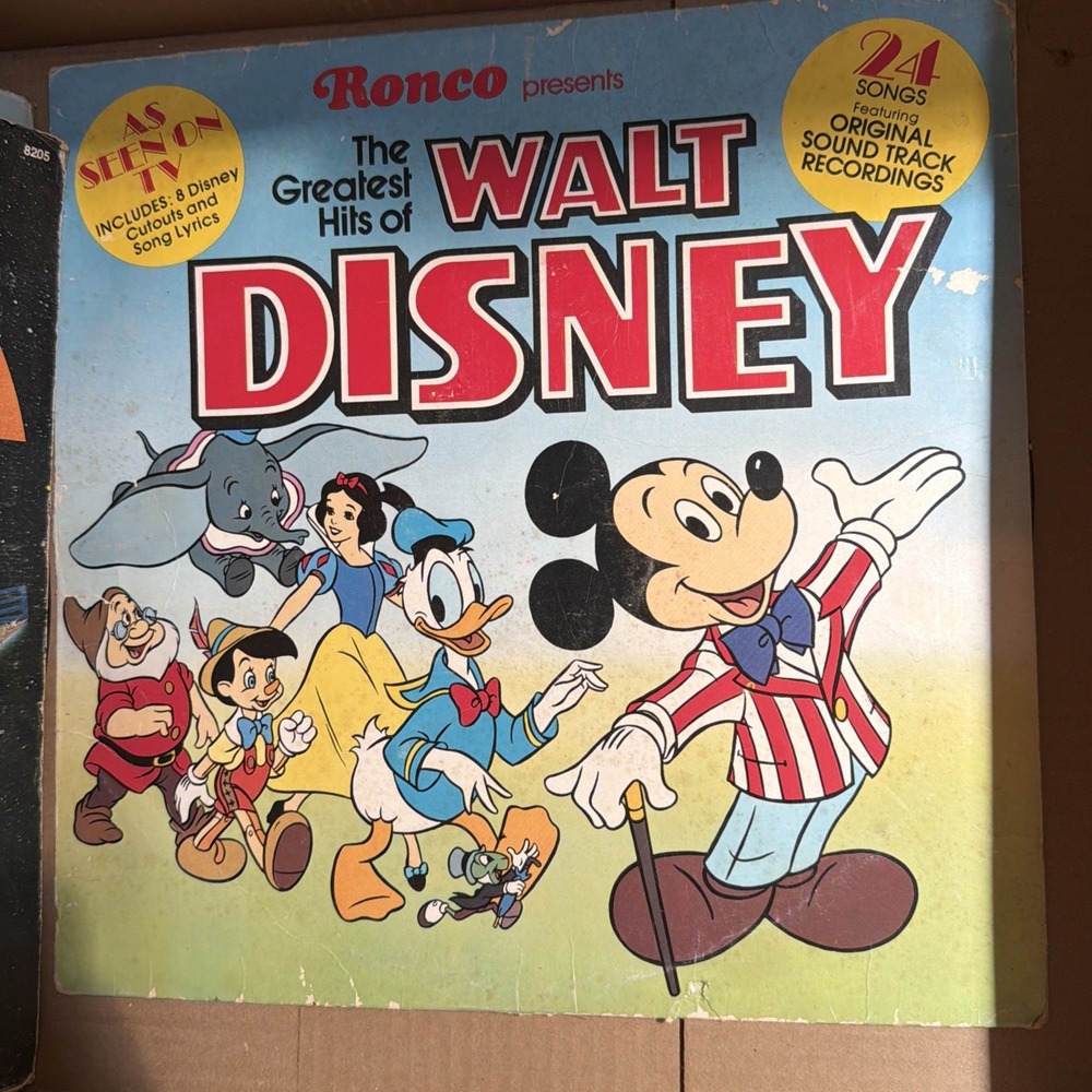 The Greatest Hits Of Walt Disney LP Vinyl Record With Cutouts 1976 24 Songs USA